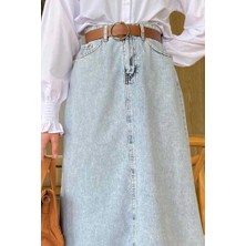 Moda Pery Moda Periy Açık Kot Renkli Cepli Denim Uzun Tesettür Etek 46 Beden Kadın İçin Şık Seçim