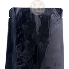 Kolay Ambalaj Parlak Siyah Flat Bottom Kilitsiz Torba 14X38+4 cm 1000 gr 100 Adet