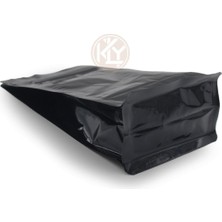 Kolay Ambalaj Parlak Siyah Flat Bottom Kilitsiz Torba 12X22,5+4 cm 250 gr 100 Adet