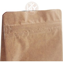 Kolay Ambalaj Kraft Flat Bottom Kilitli Torba 14X38+4 cm 1000 gr 100 Adet