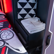 Setay Oyuncu Odası, Gamer Ranza Ledli Karyola Masa Dolap + 2 Adet Comfort Yatak