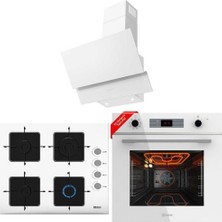 Ukınox Smart Beyaz Set (Aztec 60 Beyaz Davlumbaz-Ares 60 Beyaz Ocak-Smart 8801 Beyaz Fırın)