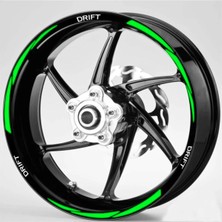 Luxe  Motosiklet Ön/arka Takım Jant Şeridi Yeşil Fosforlu Mondial Beyaz Drift Uyumlu