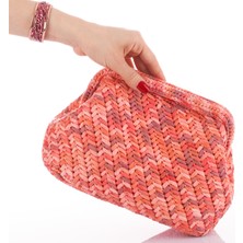 Jobonel Pembe Rafya Burslu Clutch Çanta