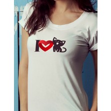 Tp Shop Kadın T-Shirt I Love Cat Kediyi Seviyorum T-Shirt