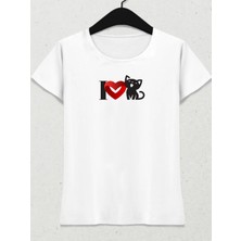 Tp Shop Kadın T-Shirt I Love Cat Kediyi Seviyorum T-Shirt
