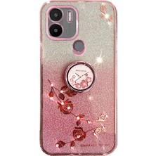 4U Sky Xiaomi Redmi Için Kickstand Shell A1+ 4g/a2+ 4g/poco C50 4g Glitter Gradient Rhinestone Çiçek Tpu Elektraplama Telefon Kılıfı Golü Altın (Yurt Dışından)