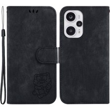 4U Sky Xiaomi Için Stand Cüzdan Telefon Kılıfı Poco F5 5g/redmi Not 12 Turbo, Tiger Desen Baskılı Pu Deri Flip Cover-Black (Yurt Dışından)