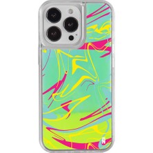 Casen iPhone 13 Pro Max Abstract Tasarımlı Neon Yeşil Renkli Dinamik Telefon Kılıfı