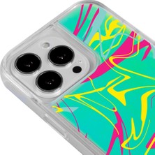 Casen iPhone 13 Pro Max Abstract Tasarımlı Neon Yeşil Renkli Dinamik Telefon Kılıfı