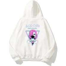 The Wert Unisex Anime Karakteri Antı Socıal Ön Arka Baskılı Beyaz Sweatshirt Hoodie
