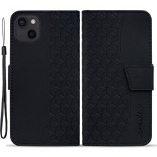 Forestl Digital iPhone14 Plus Case Cüzdan Stand Baskılı Rhombus Telefon Kapak Black (Yurt Dışından)