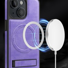 Forestl Digital iPhone14 Manyetik Kılıf Pu Deri Kaplamalı Tpu+Pc Kickstand-Dark Mavi ile Koruyucu Arka Kapak (Yurt Dışından)