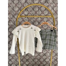 Nehir Kız Çocuk Ekose Şort Etekli Takım