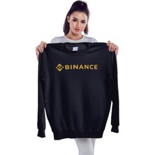 Texclusive Binance Sweatshirt Siyah Oversize Bisiklet Yaka Sweat