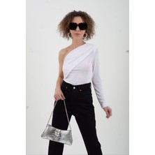 Zelish My Sister Beyaz Vatkalı Tek Kol Bluz