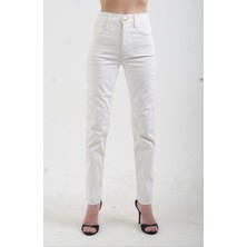 Zelish My Sister Ekru Yüksek  Bel Likralı Slim Fit Jean Pantolon