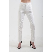 Zelish My Sister Ekru Yüksek  Bel Likralı Slim Fit Jean Pantolon