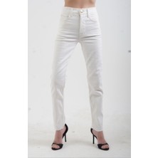 Zelish My Sister Ekru Yüksek  Bel Likralı Slim Fit Jean Pantolon