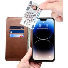 Forestl Digital iPhone15 Plus Cüzdan Kılıf Buzağı Dokusu Pu Deri Telefon Stand-Brown (Yurt Dışından)