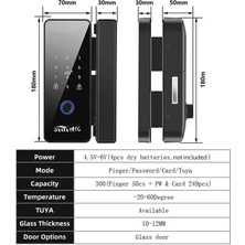 Ucuzcu Market Kalite Akıllı Cam Kapı Kilidi (Parmak Izi + Şifre + Kart + Bluetooth Ile Açma)