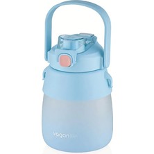 Vagonlife 1000ML Pipetli/pipetsiz Çift Kullanım Suluk Matara (Spor Okul Doğa) VGN6640-MAVI