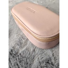 Bback Oval Fermuarlı Kalem Kutusu Suni Deri Pembe