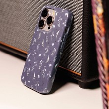 Coehl iPhone 15 Pro Max Uyumlu Kılıf Mini Çayır Çiçekleri Desenli Coehl Prairie Kapak Lacivert