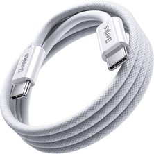 Benks Type-C To Type-C Pd Kablo Benks D46 Örgülü Şarj ve Data Kablosu 60W 2 Metre 3.0 Beyaz