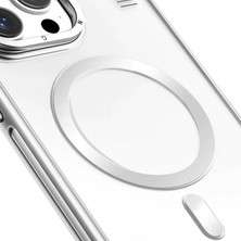 YoungKit iPhone 14 Pro Uyumlu Kılıf Magsafe Şarj Özellikli Youngkit Crystal Grid Gümüş