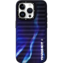 YoungKit iPhone 15 Pro Max Uyumlu Kılıf Kuzey Işıkları Desenli Youngkit Aurora Serisi Mavi