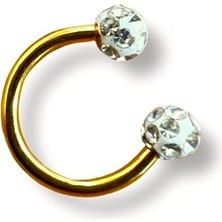 Mazen 316L Gold Kararmaz Cerrahi Çelik Kristal Taşlı Kıkırdak Dudak Burun Septum Tragus Piercing