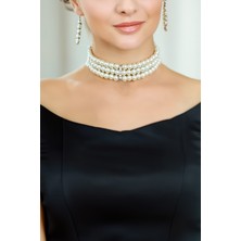 Minimalist Tasarım Zirkon Taşlı Inci Choker Inci Choker Kolye Tasma Kolye Kadın Gül Choker Kolye