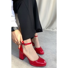 Moda Adam Kadın Penida Platform Topuklu Ayakkabı - Kırmızı-Rugan