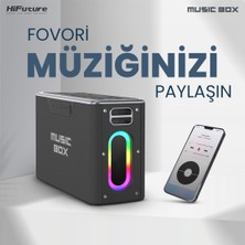 HiFuture MusicBox Bluetooth 5.0 IPX4 Su Geçirmez RGB Aydınlatmalı 100W TWS Çift Modlu EQ Bass Boost & 3D Çift Mikrofonlu Taşınabilir Karaoke Sistemi Kablosuz Hoparlör Siyah