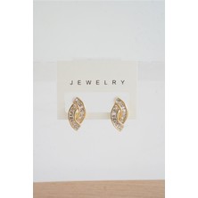 By Zeyna Aksesuar Kadın Özel Tasarım Zirkon Taşlı 2'li Minimal Küpe