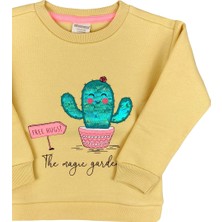 Divonette Kaktüs Nakışlı Bebek Sweatshirt Sarı