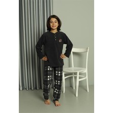 Hd Giyim Moda Çizgi Erkek Çocuk Welsoft Polar Füme Pijama Takımı 20549