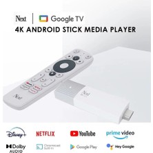 Next 4k-Tv Stick 4K Android Dongle Google Netflix Youtube D-Smart Go 1 Yıl Mega Paket Hediye