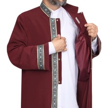 Akıncı Tekstil Imam Cübbesi Bordo - Biyeli Mavi Bordürlü