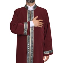 Akıncı Tekstil Imam Cübbesi Bordo - Biyeli Mavi Bordürlü