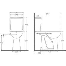 Ece Banyo Bedensel Engelli Kullanımına Uygun Alttan Çıkışlı Takım Klozet Seti 10EGS1001