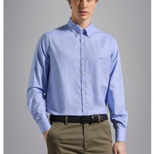 Paul & Shark  Erkek Pamuklu Gömlek Yakalı Uzun Kollu  Düğme Kapamalı Mavi Gömlek C0P3030-014