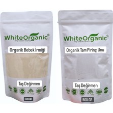 White Organic Organik Bebek Irmiği- Organik Tam  Pirinç Unu Bebek Ek Gıda Seti +6 Ay Taş Değirmen Avantaj Set