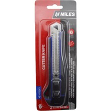 Miles Geniş Maket Bıçağı 18 mm Kauçuk Saplı 2 Yedekli Mavi FA1806G M