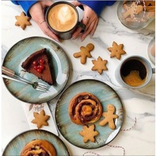 Bonna Porselen Bonna Madera Serisi 21 cm Pasta ve Tatlı Tabağı 6'lı