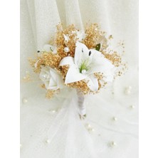Medusa Lotus Gelin Buketi ve Damat Yaka Çiçeği (Düğün, Nişan, Gelin, Buket)