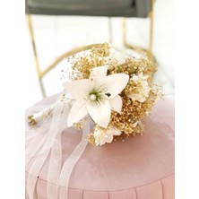 Medusa Lotus Gelin Buketi ve Damat Yaka Çiçeği (Düğün, Nişan, Gelin, Buket)