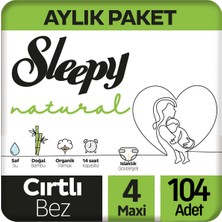 Sleepy Natural Bebek Bezi 4 Beden 7 - 14 kg 104 Adet Gece Koruması ile Güvenli Kullanım