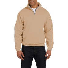 Ghassy Co. Erkek Silver Yarım Fermuarlı Dik Yaka Sweatshirt Şık Pamuklu Kumaş ile Rahat Kullanım